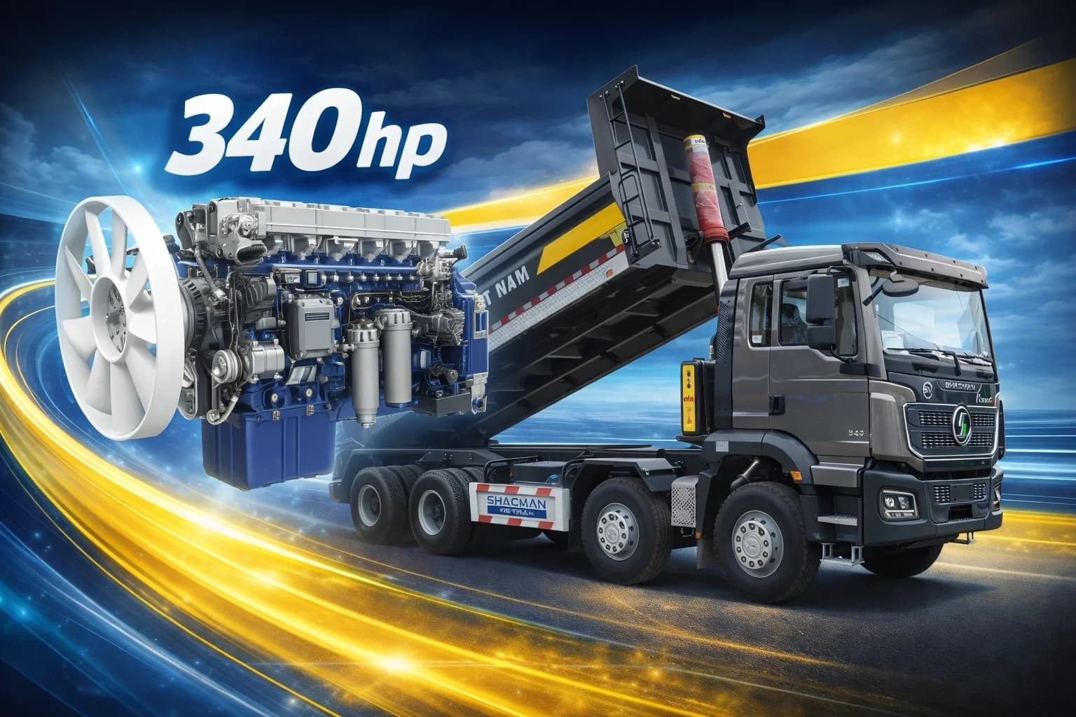 Xe ben Shacman H3000S 8x4 340HP 1