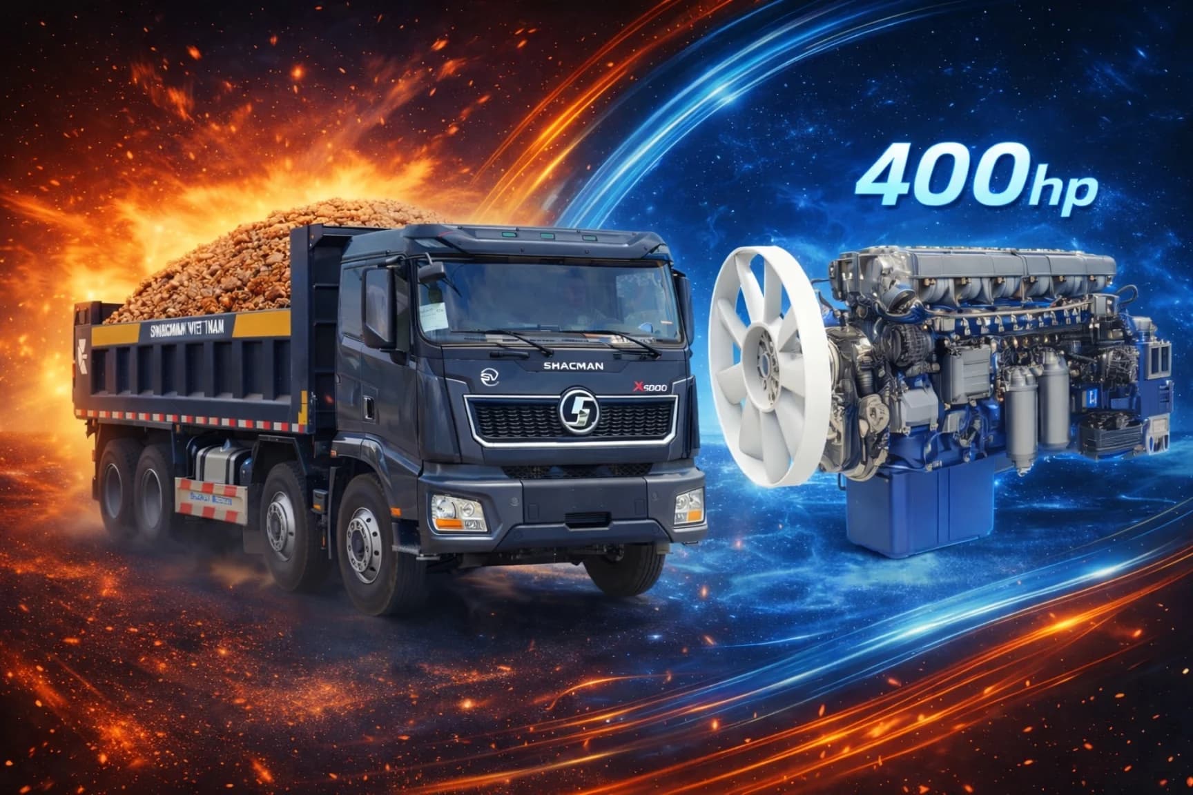 Xe ben Shacman X5000 8x4 400HP (Thùng Vuông) 1